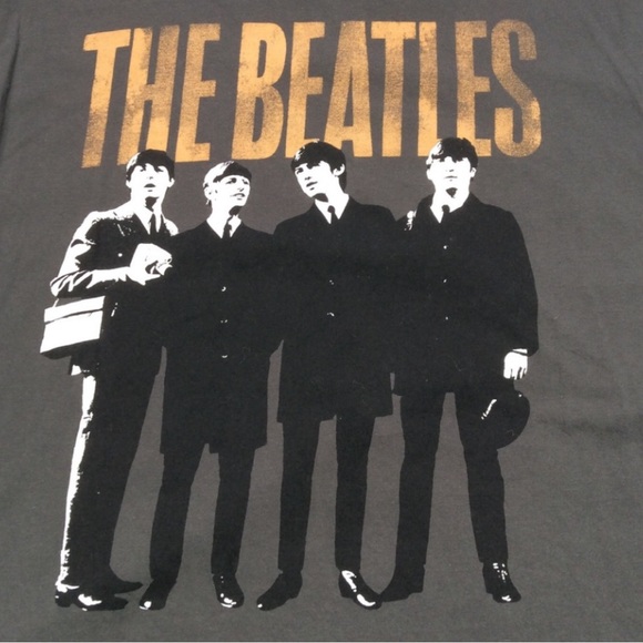 The Beatles Fabulous Four Short Sleeve Crew Neck T-Shirt Size XL Gray Cotton - Picture 1 of 4